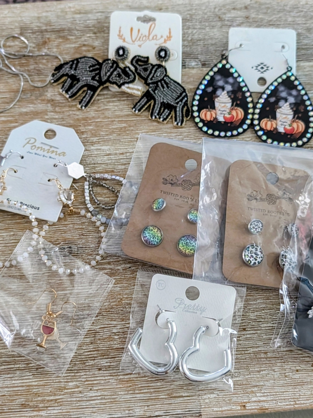 Black & Silver Elephant Beaded Kids Earrings